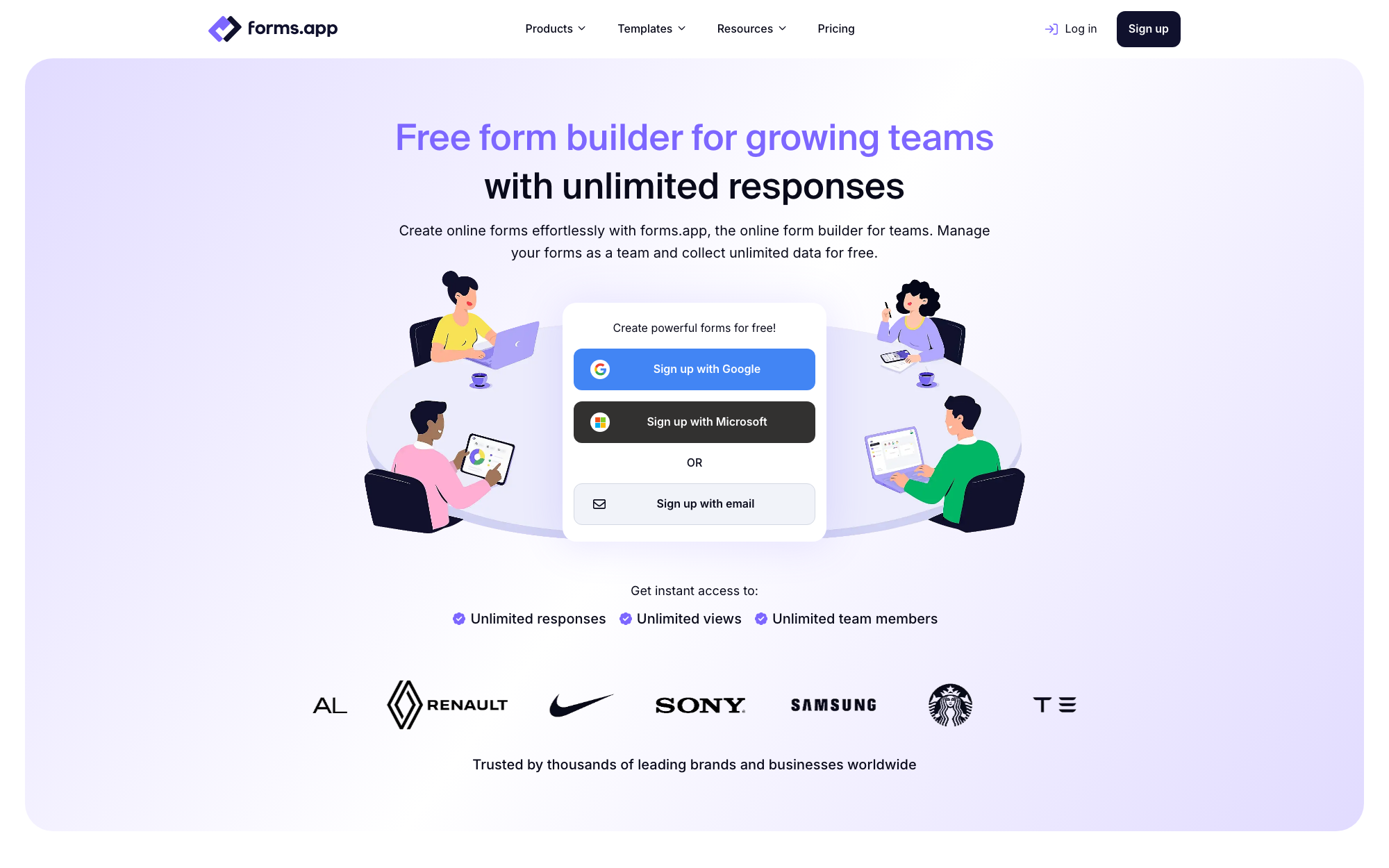 Screenshot of forms.app website